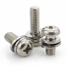 304 Stainless Steel M2 M2.5 M3 M4 M5 M6 Phillips Pan Head Sems Screw Three Part Combination Screw